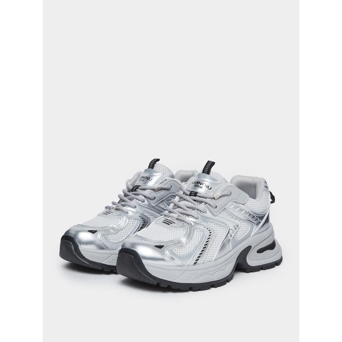 Styli Women Silver Metallic Chunky Sneakers-women-shoes-sneakers-image-2