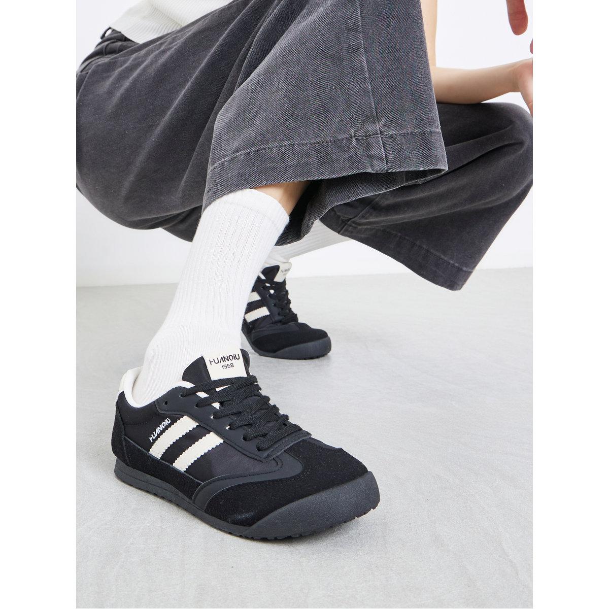 Styli Women Contrast Striped Lace Up Sneakers-women-shoes-sneakers-image-1