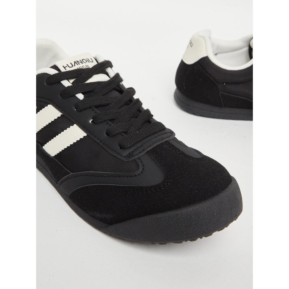 Styli Women Contrast Striped Lace Up Sneakers-women-shoes-sneakers-image-4
