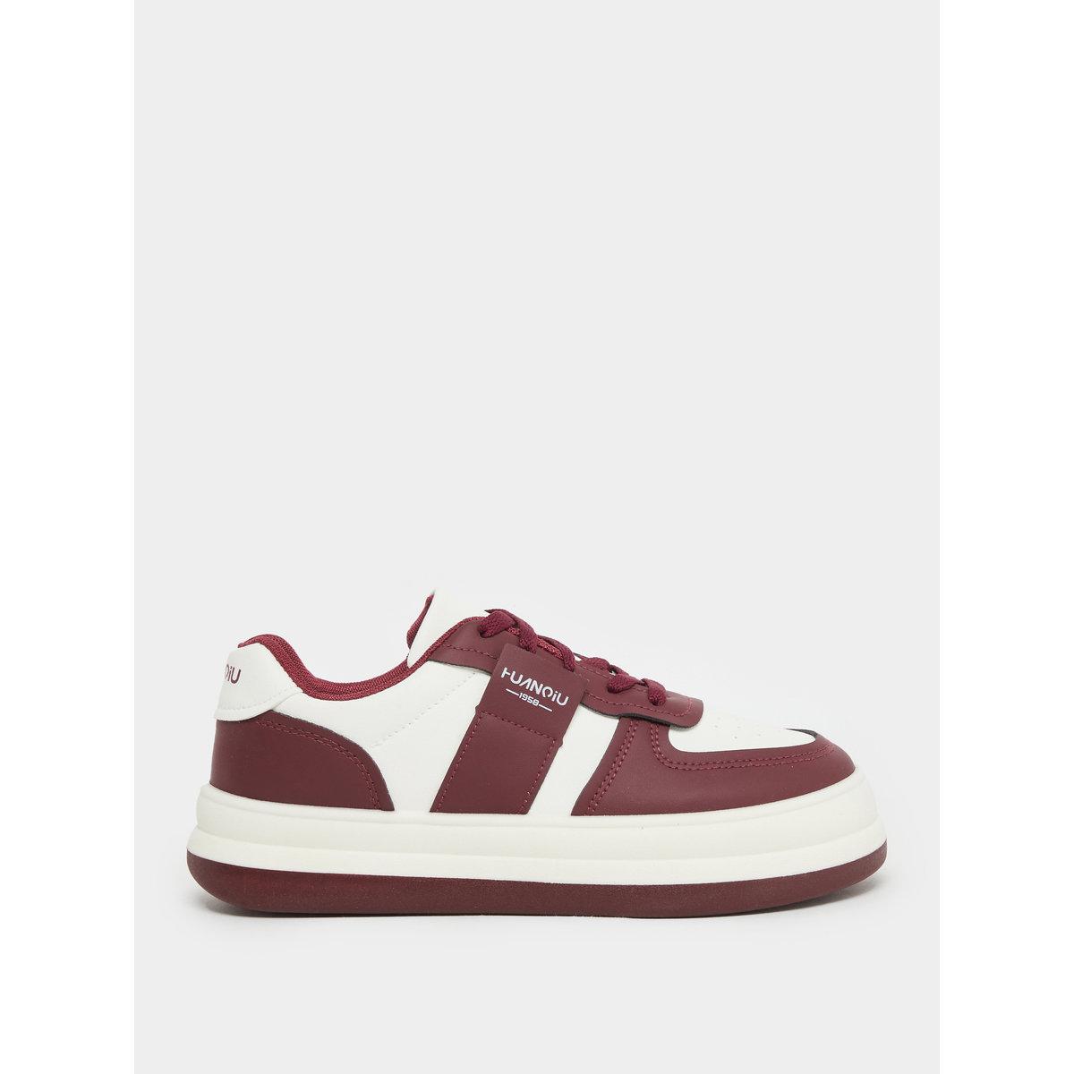 Styli Women Burgundy Contrast Panel Sneakers-women-shoes-sneakers-image-2