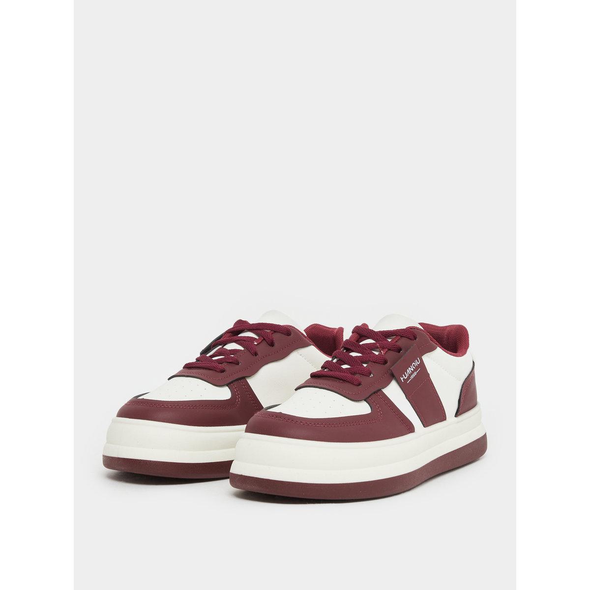 Styli Women Burgundy Contrast Panel Sneakers-women-shoes-sneakers-image-3