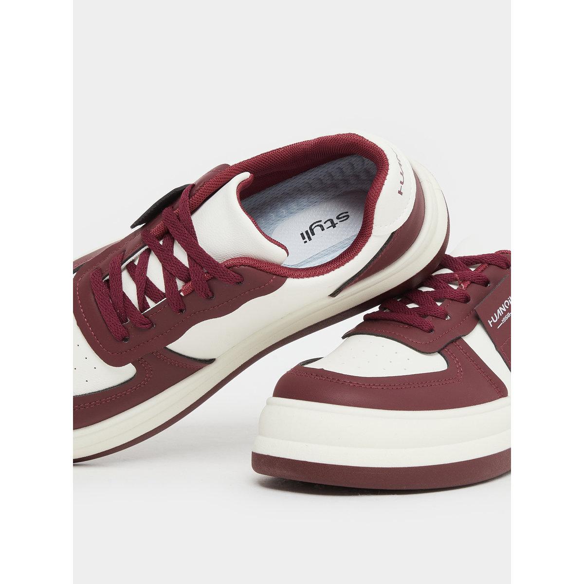 Styli Women Burgundy Contrast Panel Sneakers-women-shoes-sneakers-image-4