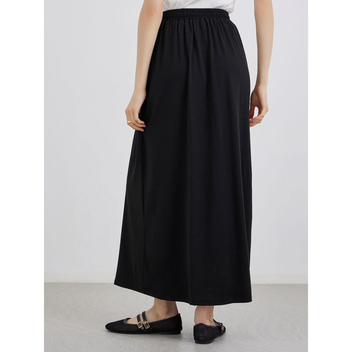 Styli Solid A-Line Maxi Skirt-women-clothing-bottoms-skirts-image-4