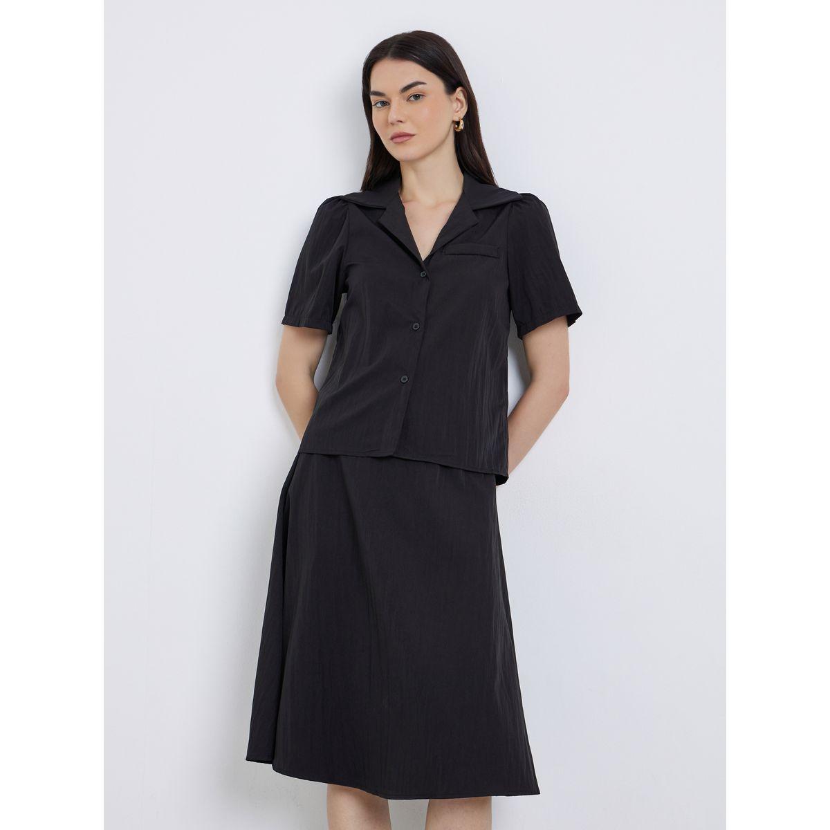 Styli Women Solid Collared Shirt and Skirts Co-Ords-women-clothing-coordsets-image-2