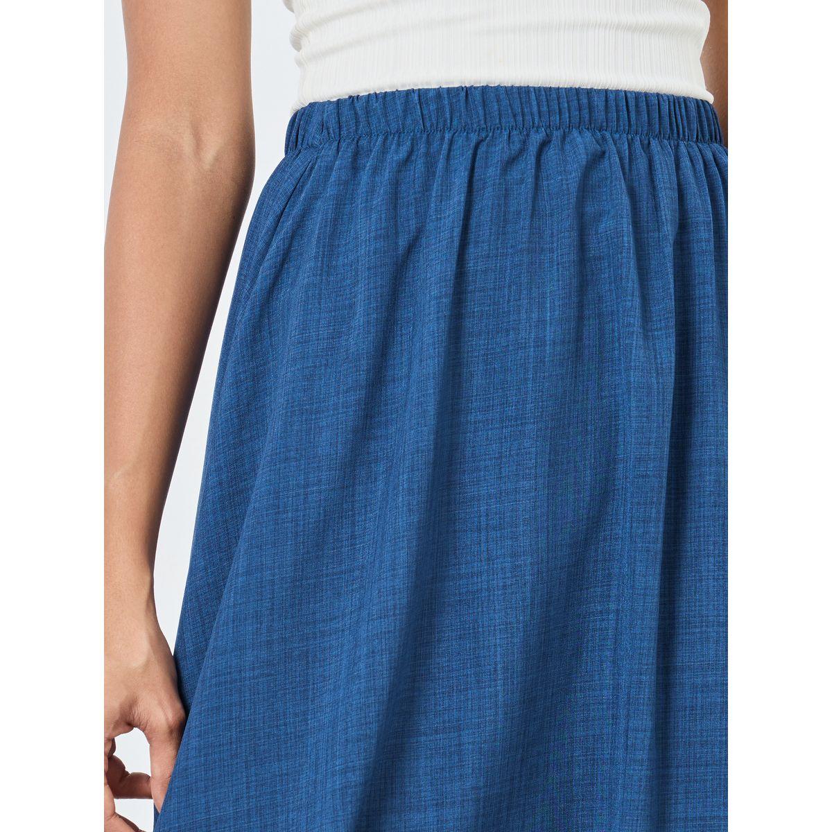 تنورة سادة طويلة بخصر مطاطي-women-clothing-bottoms-skirts-image-3
