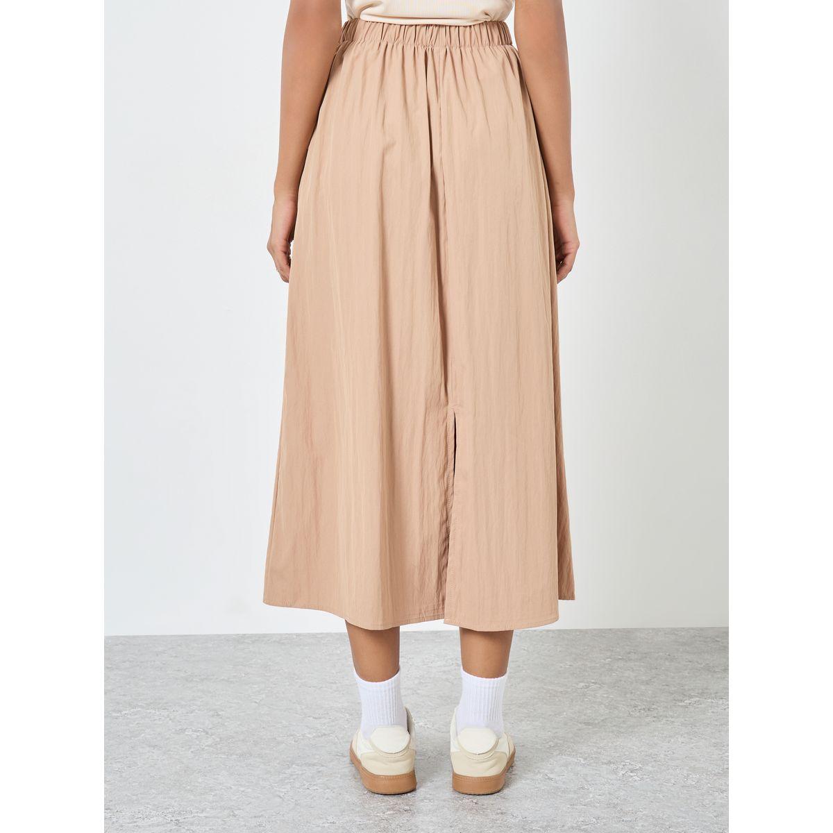 تنورة ميدي سادة بتفاصيل ربطة خصر-women-clothing-bottoms-skirts-image-4