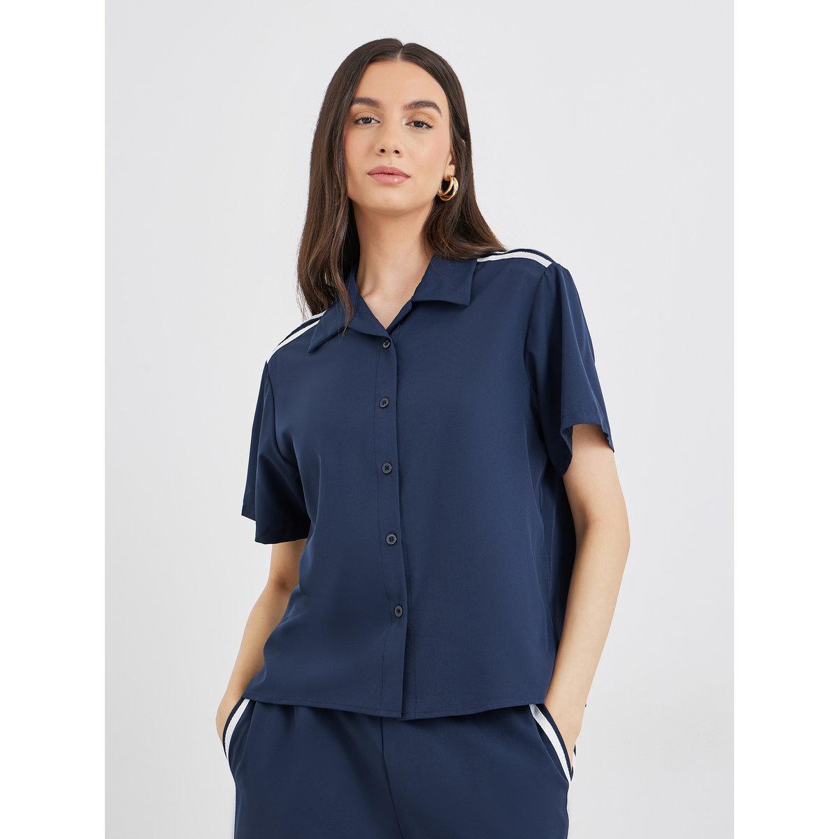 طقم منسق من بنطال وبلوزة مخططة-women-clothing-coordsets-image-2