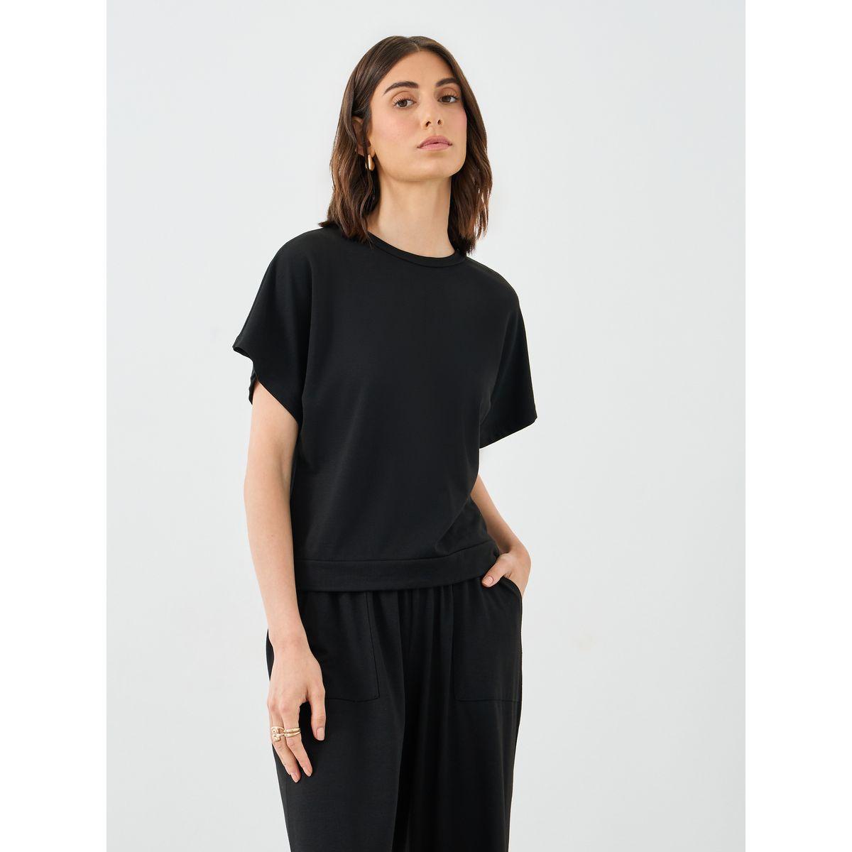 Styli Solid Boxy Fit T-Shirt and Pants Co-Ords-women-clothing-coordsets-image-2