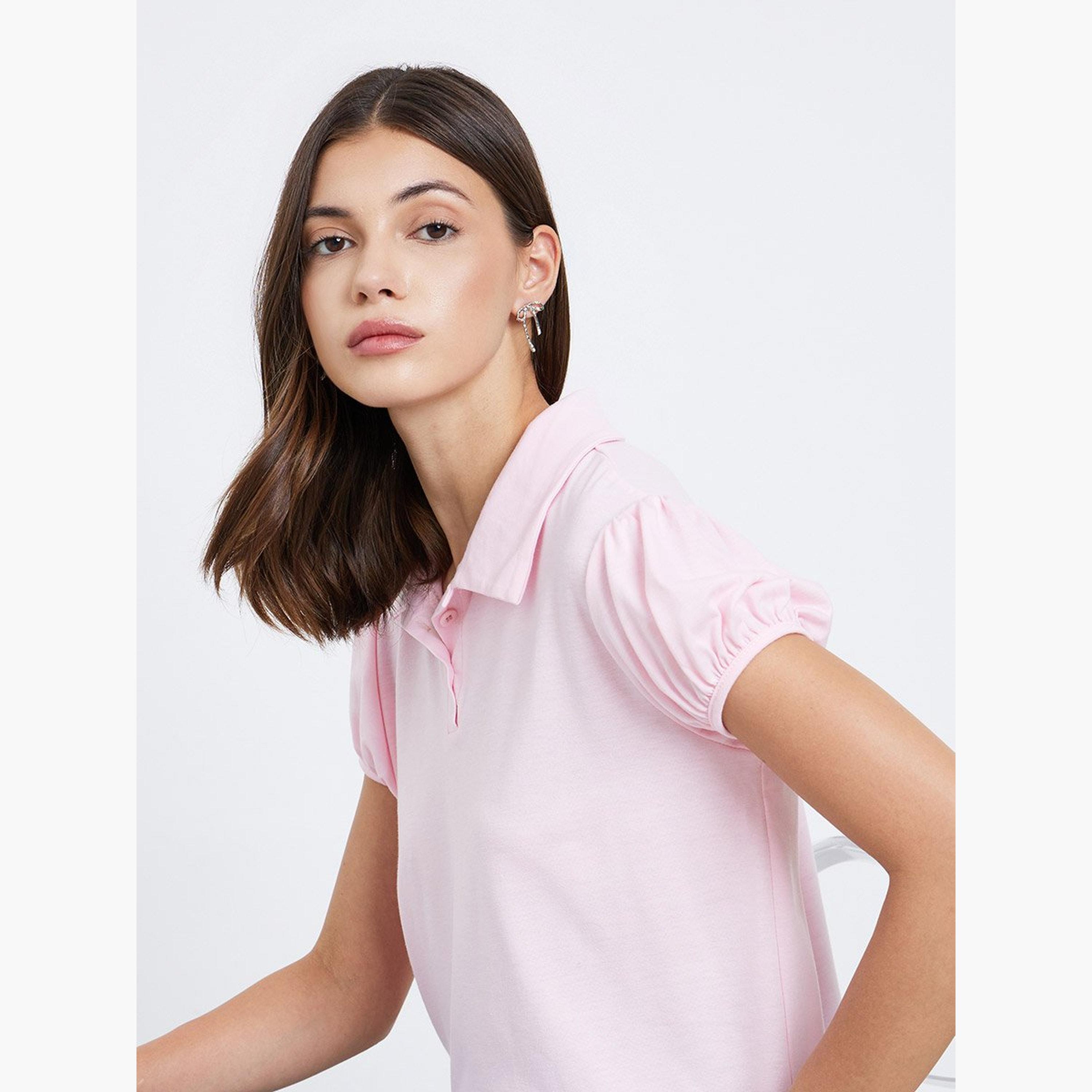 Take Two Women Pink Plain Regular Polo T-Shirt-women-clothing-tshirts-image-3