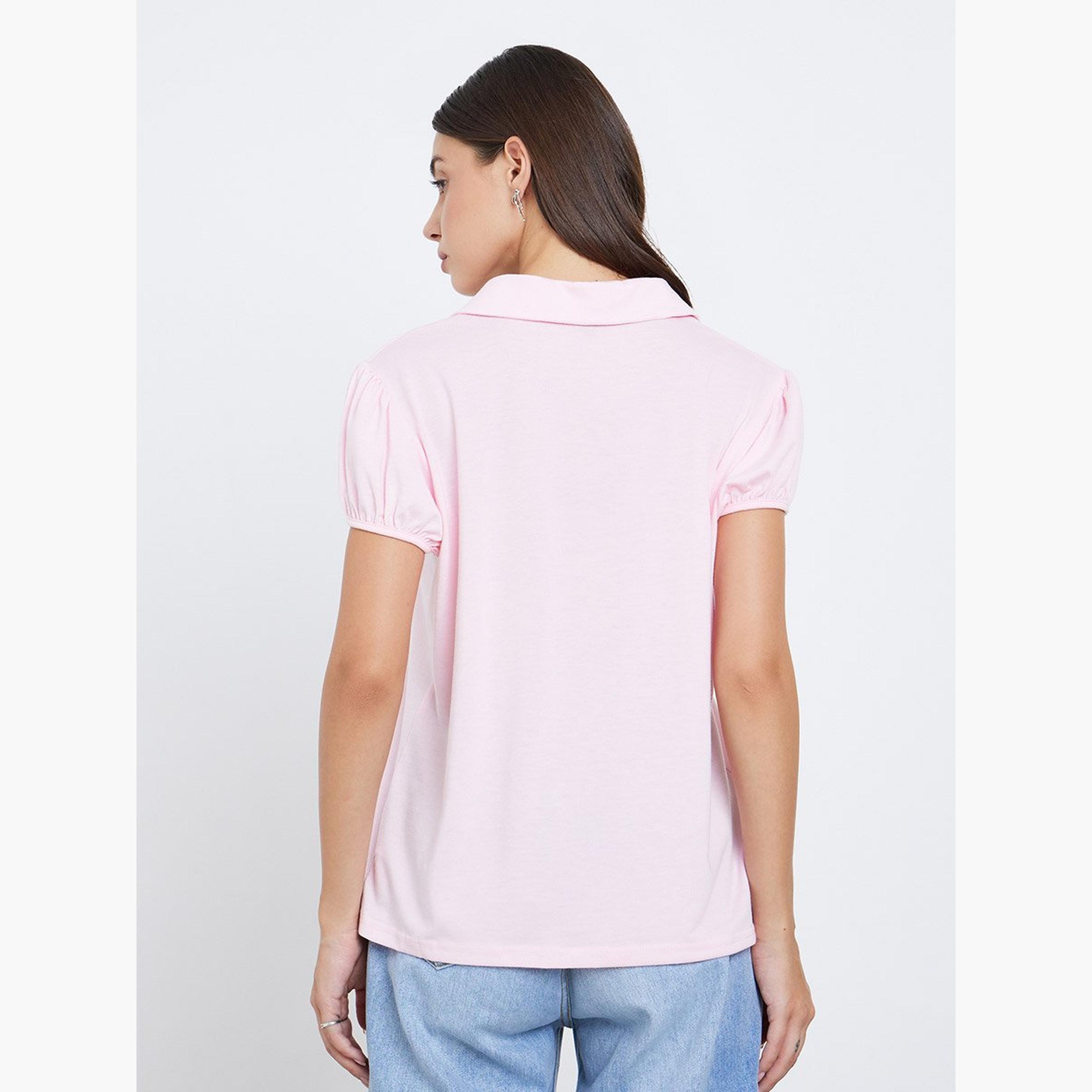 Take Two Women Pink Plain Regular Polo T-Shirt-women-clothing-tshirts-image-4