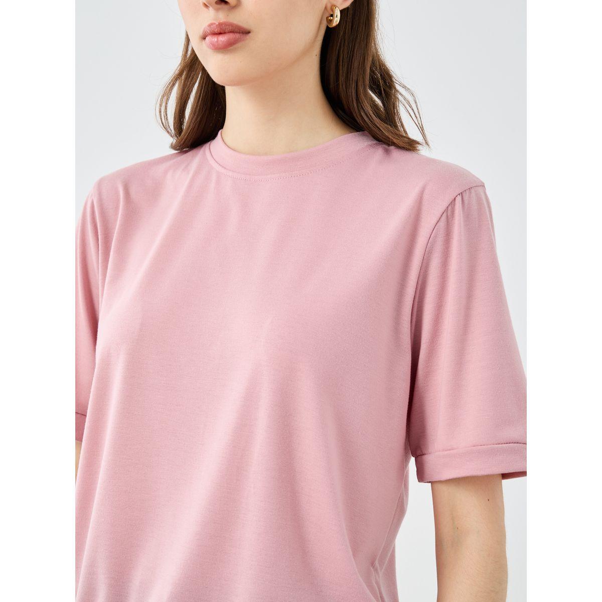 Styli Solid Round Neck Regular Fit T-Shirt-women-clothing-tshirts-image-3