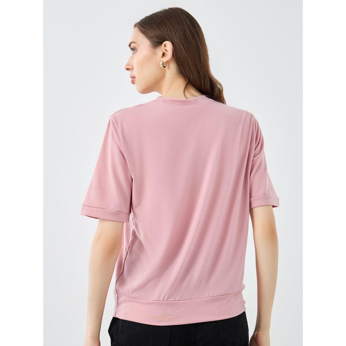 Styli Solid Round Neck Regular Fit T-Shirt-women-clothing-tshirts-image-4