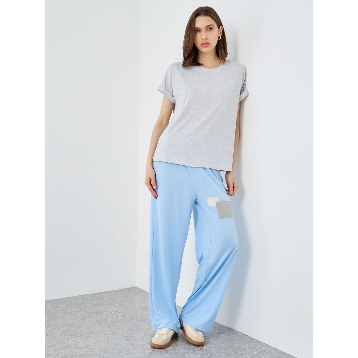 Styli Solid Round Neck Regular Fit T-Shirt-women-clothing-tshirts-image-2