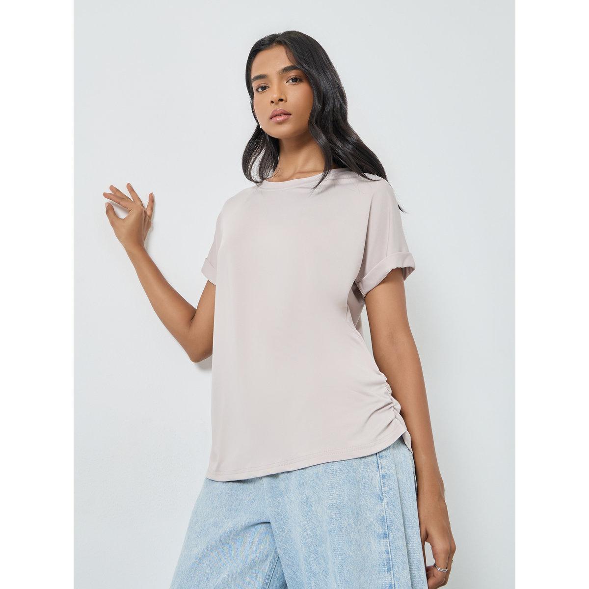 Styli Solid Short Sleeves Regular Fit T-Shirt-women-clothing-tshirts-image-1