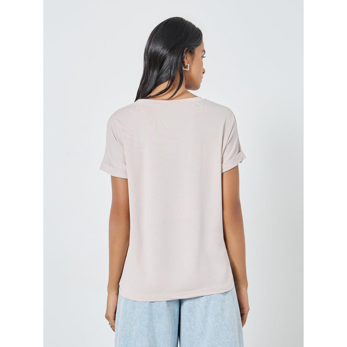Styli Solid Short Sleeves Regular Fit T-Shirt-women-clothing-tshirts-image-4