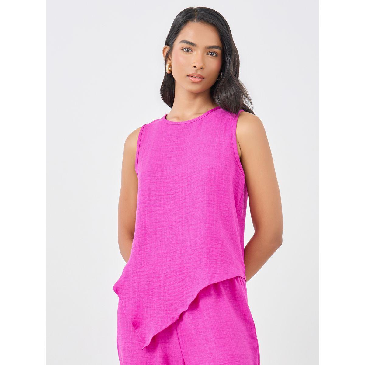 طقم منسق من بنطال بأرجل واسعة وبلوزة سادة-women-clothing-coordsets-image-2