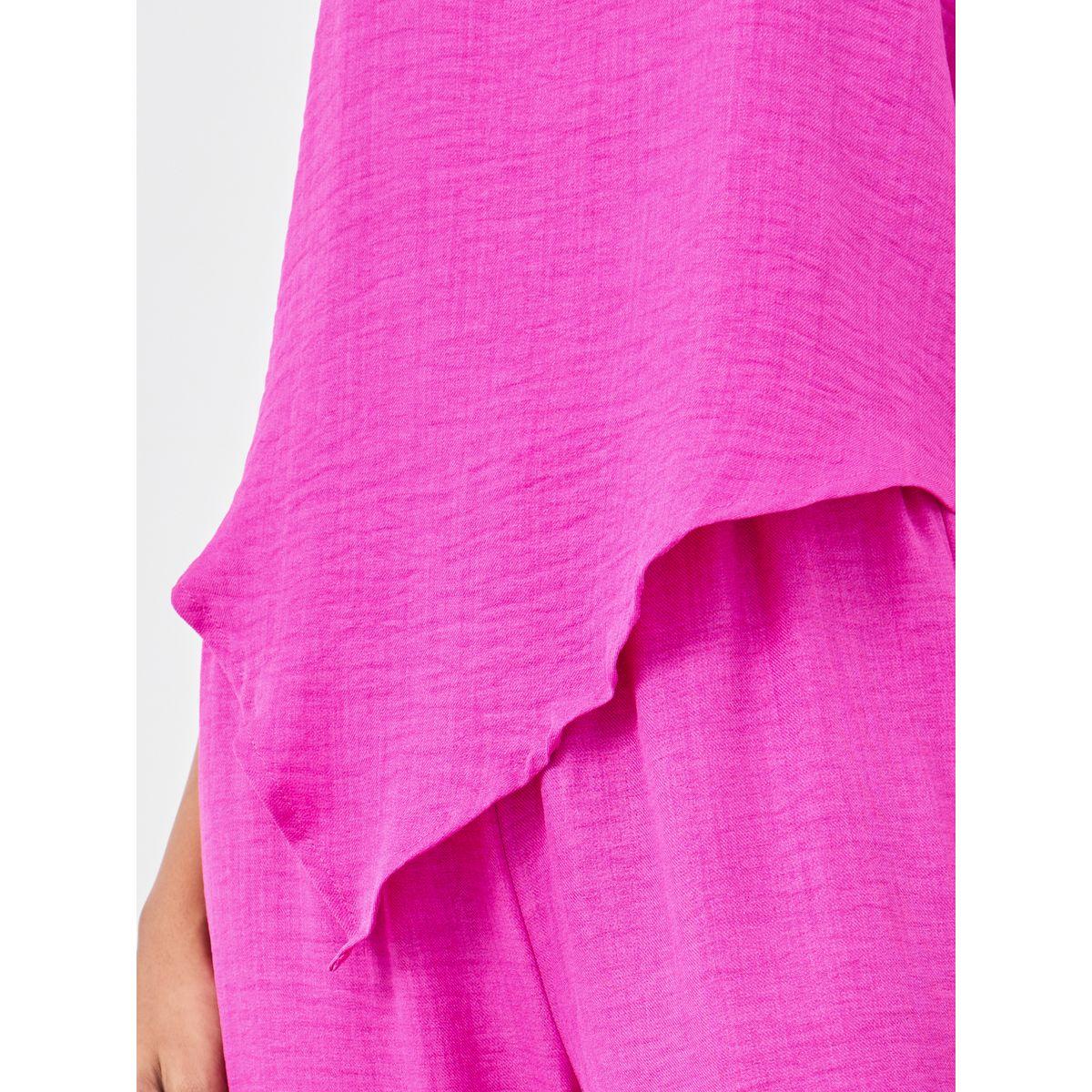 Styli Women Pink Solid Asymmetric Top and Wide Leg Pants Co-Ords-women-clothing-coordsets-image-3