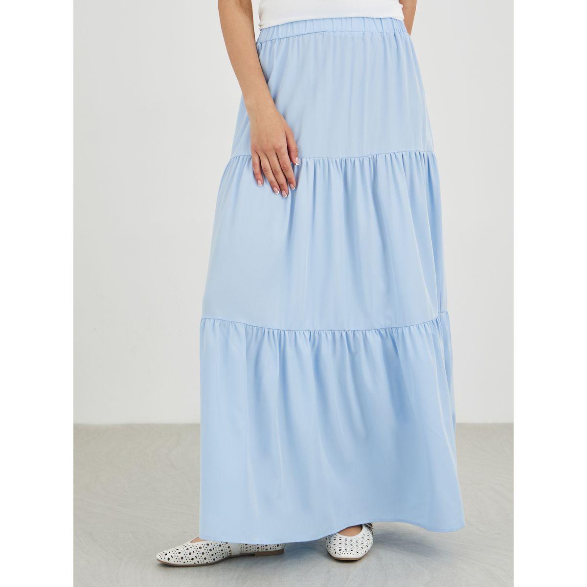تنورة طويلة بتفاصيل كسرات مع خصر مطاطي-women-clothing-bottoms-skirts-image-2