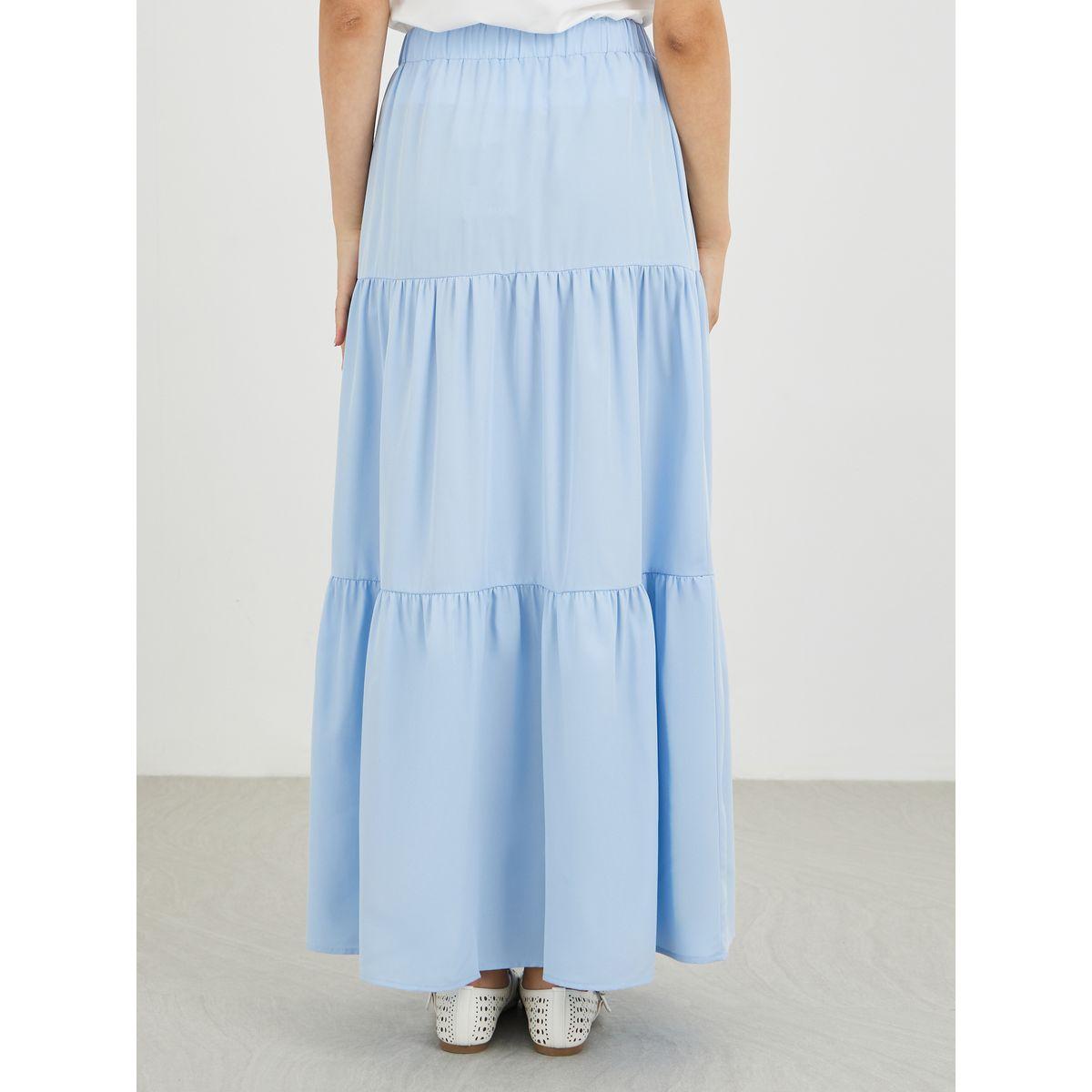 تنورة طويلة بتفاصيل كسرات مع خصر مطاطي-women-clothing-bottoms-skirts-image-4
