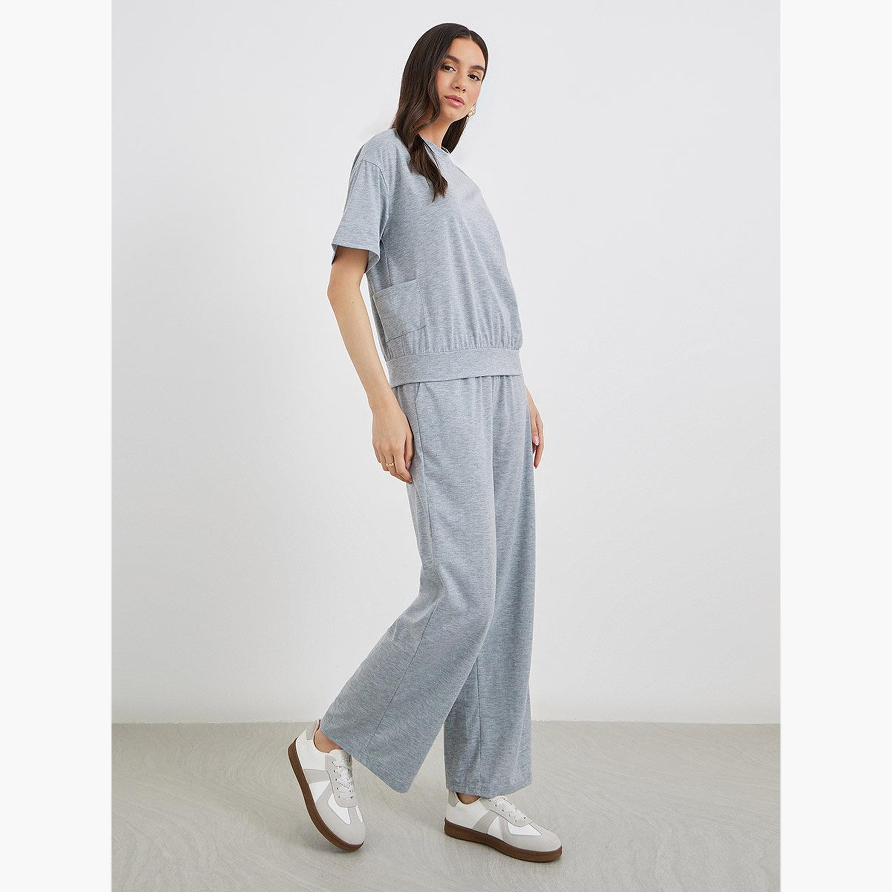Take Two Women Solid T-Shirt and Relaxed Fit Pants Co-Ords-women-clothing-coordsets-image-1