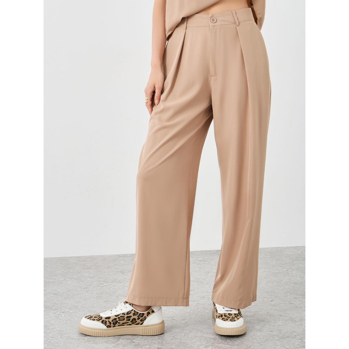 Styli Beige Solid Top and Casual Pants Co-Ords-women-clothing-coordsets-image-5