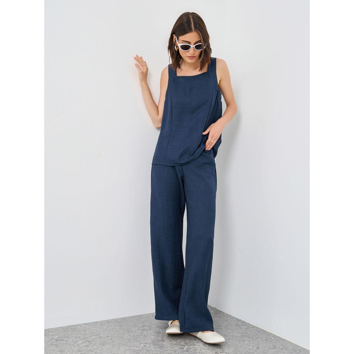 Styli Solid Square Neck Top and Pants Co-Ords-women-clothing-coordsets-image-1