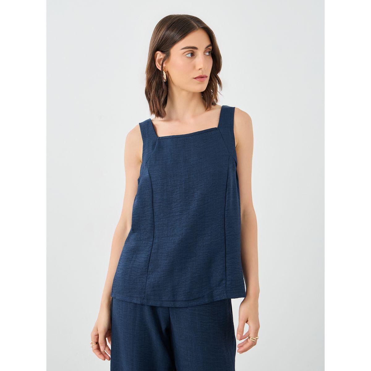 Styli Solid Square Neck Top and Pants Co-Ords-women-clothing-coordsets-image-2