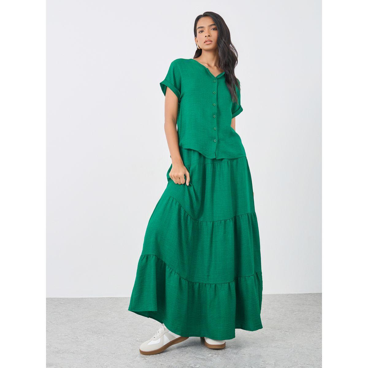 Styli Solid Top and Tiered Maxi Skirts Co-Ords-women-clothing-coordsets-image-1