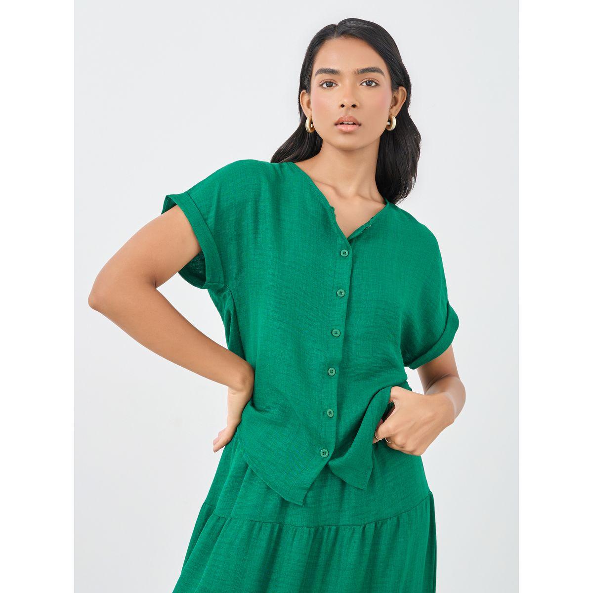 Styli Solid Top and Tiered Maxi Skirts Co-Ords-women-clothing-coordsets-image-2