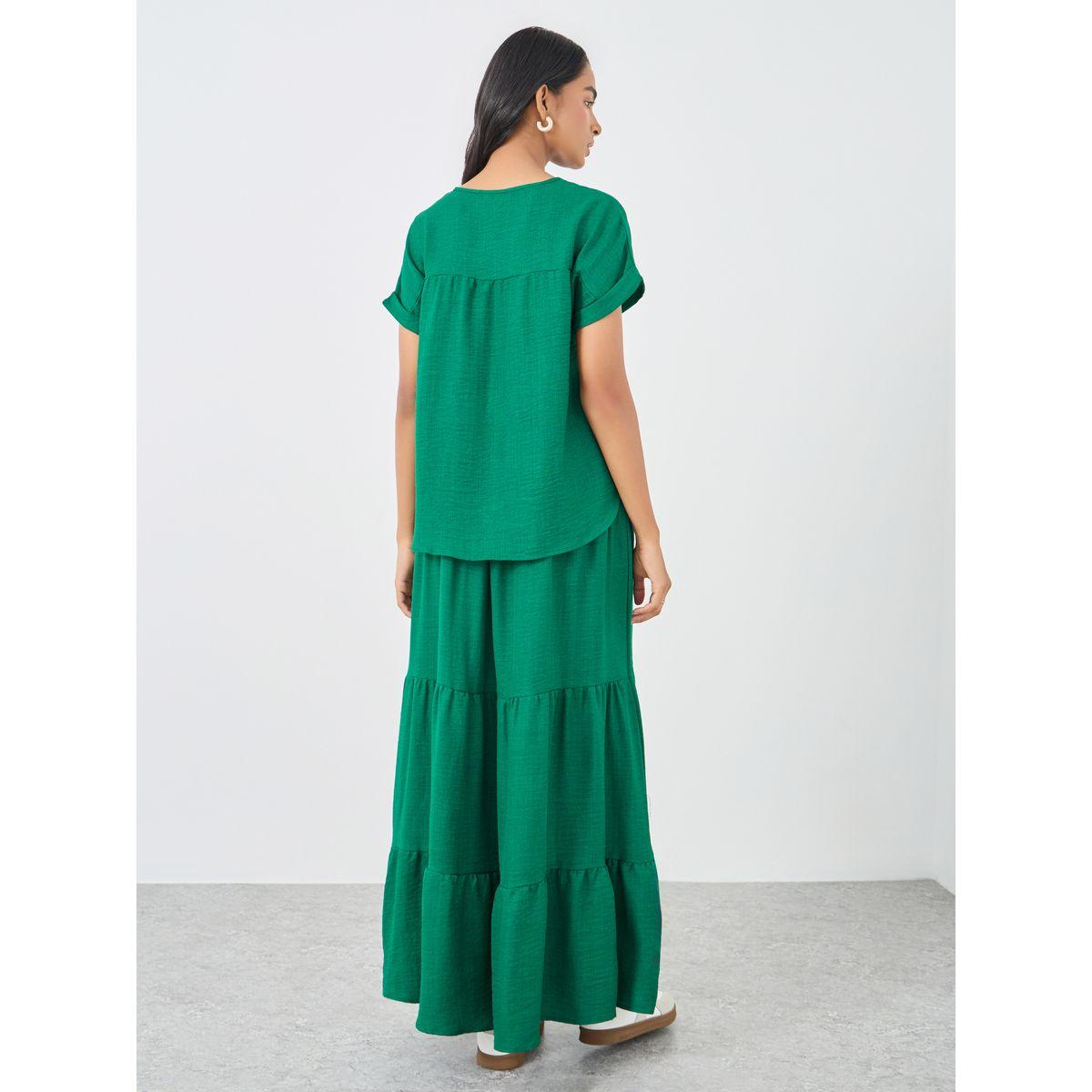 Styli Solid Top and Tiered Maxi Skirts Co-Ords-women-clothing-coordsets-image-5
