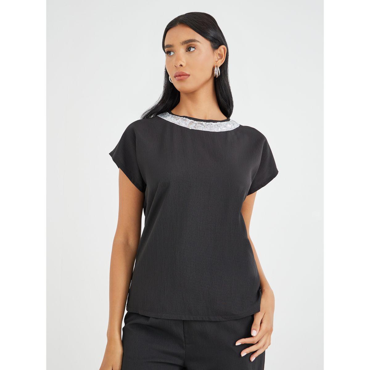 Styli Sequined Neckline Top and Pants Co-Ords-women-clothing-coordsets-image-2