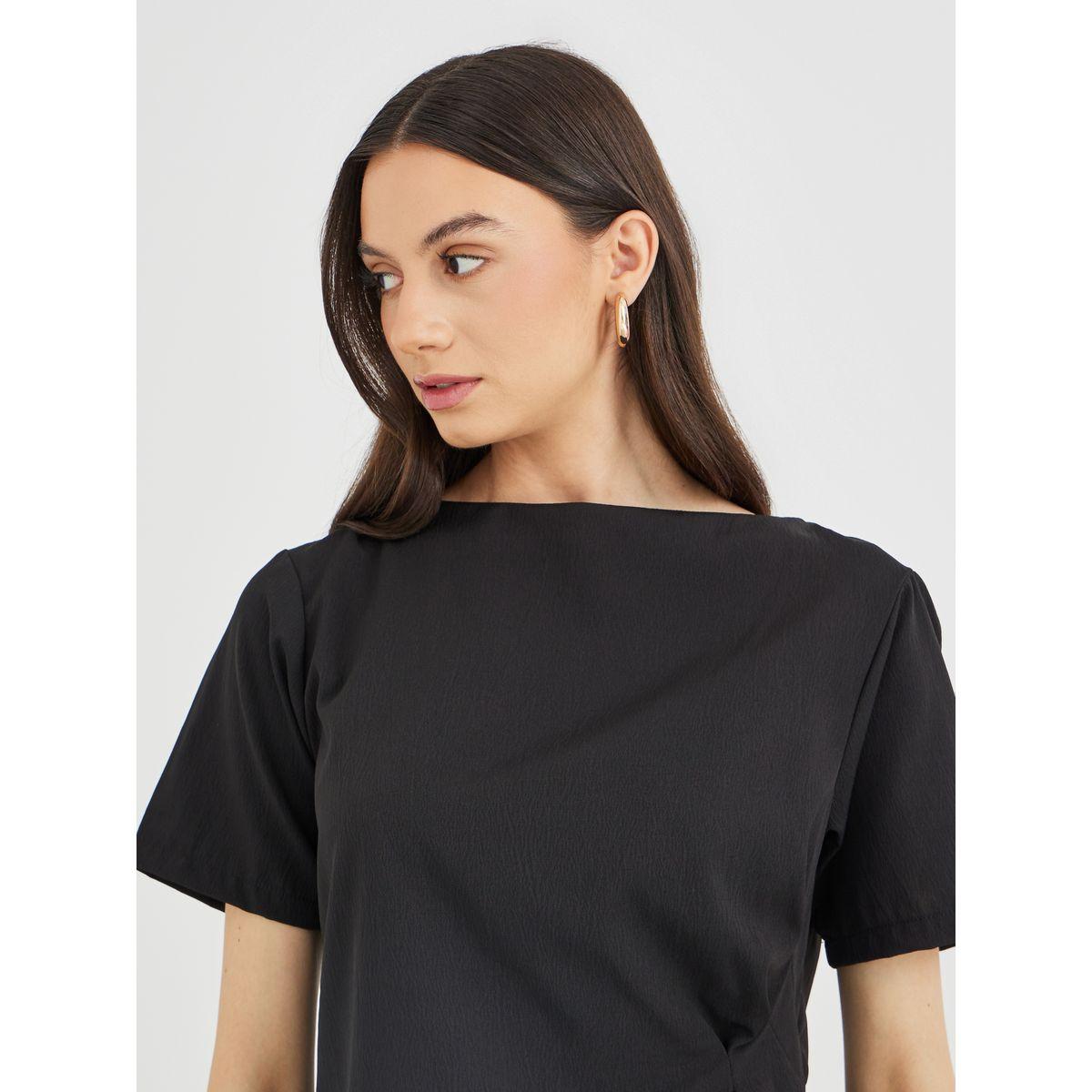 Styli Ruched Side Short Sleeve Top and Maxi Skirt Co-Ords-women-clothing-coordsets-image-3