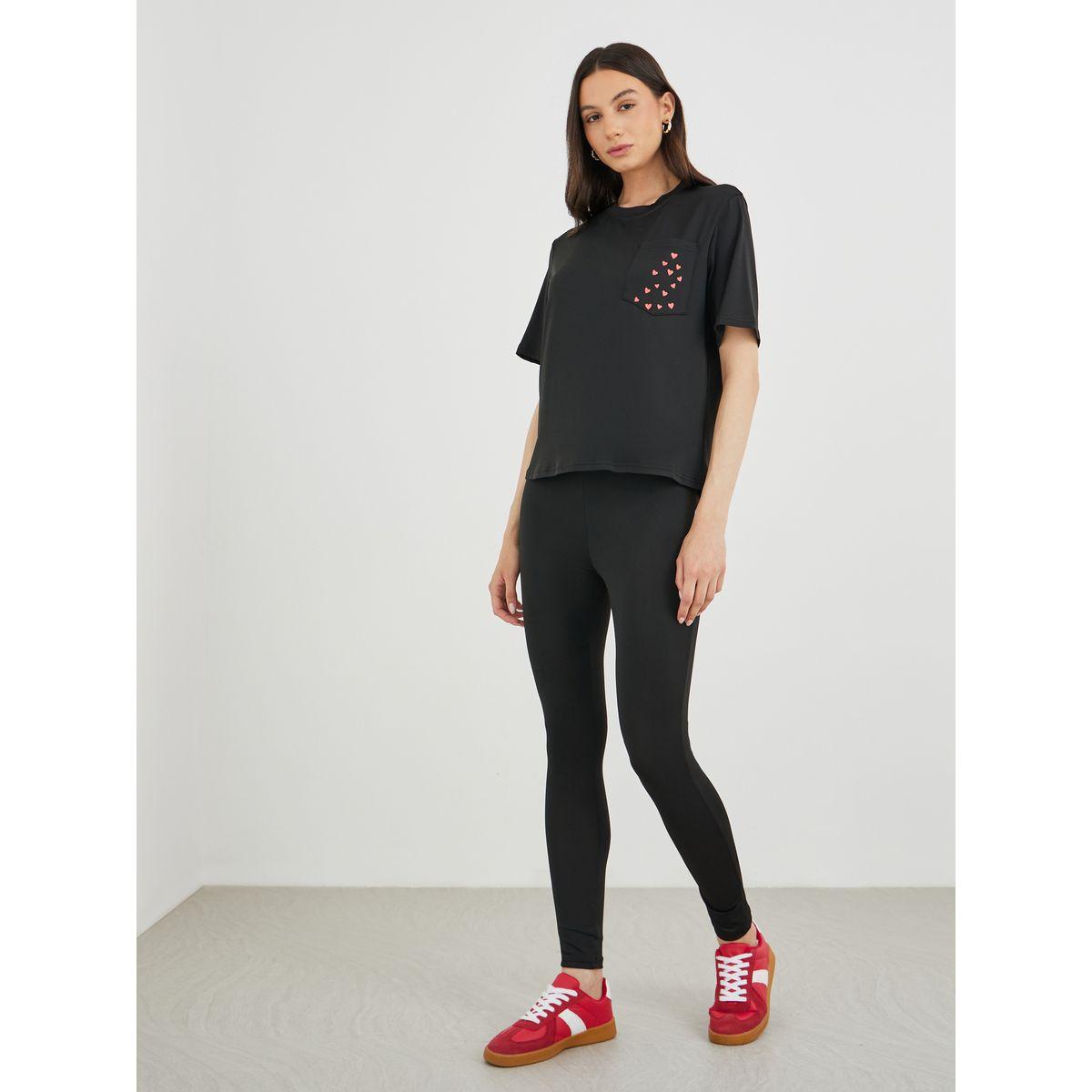 Styli Printed Pocket Detail T-Shirt and Leggings Co-Ords-women-clothing-coordsets-image-2