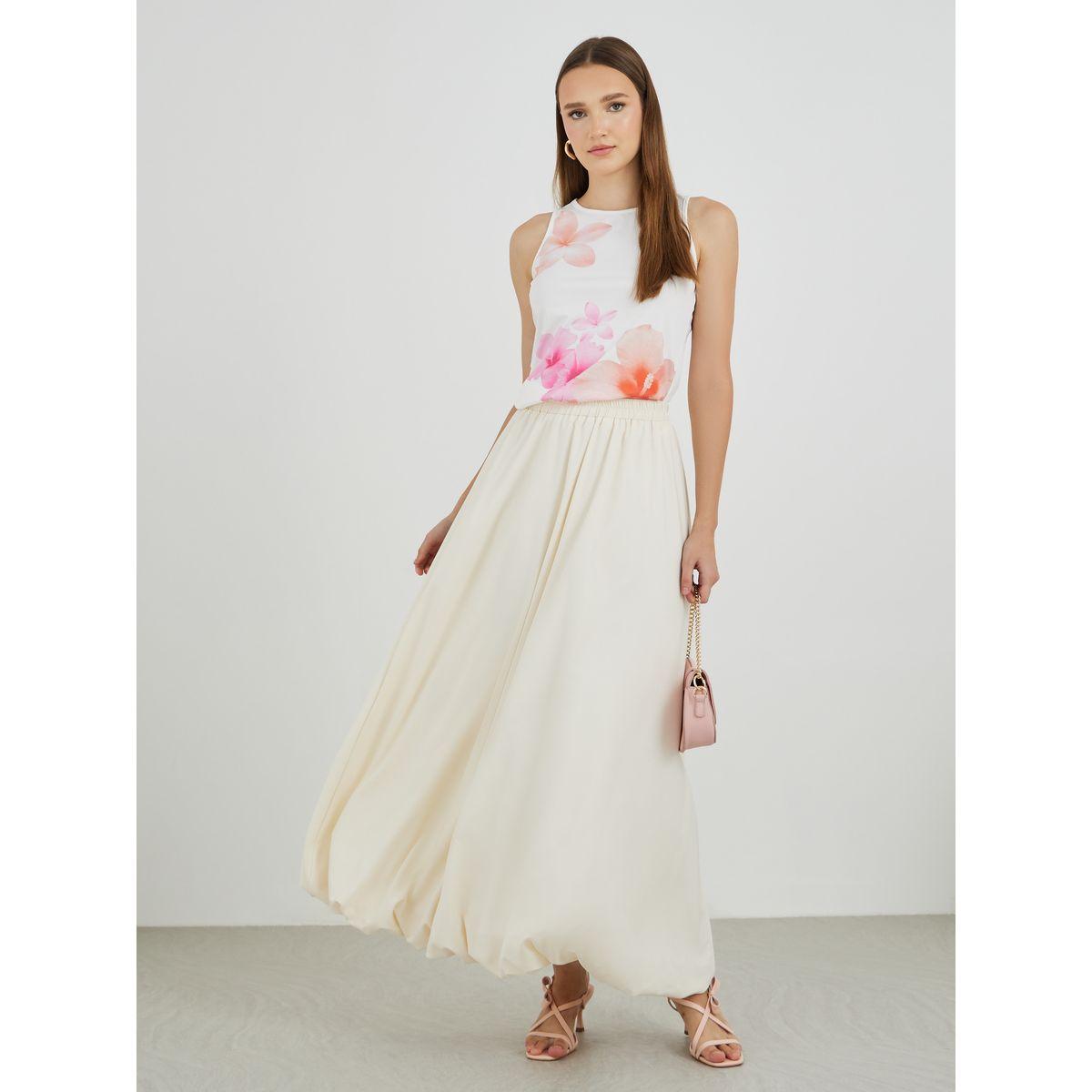 Styli Solid A-Line Maxi Skirt with Balloon Hem-women-clothing-bottoms-skirts-image-1