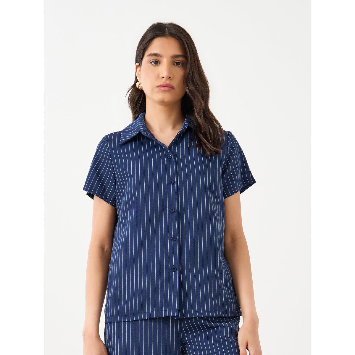 Styli Regular Fit Striped Shirt and Pants Co-Ords-women-clothing-coordsets-image-2