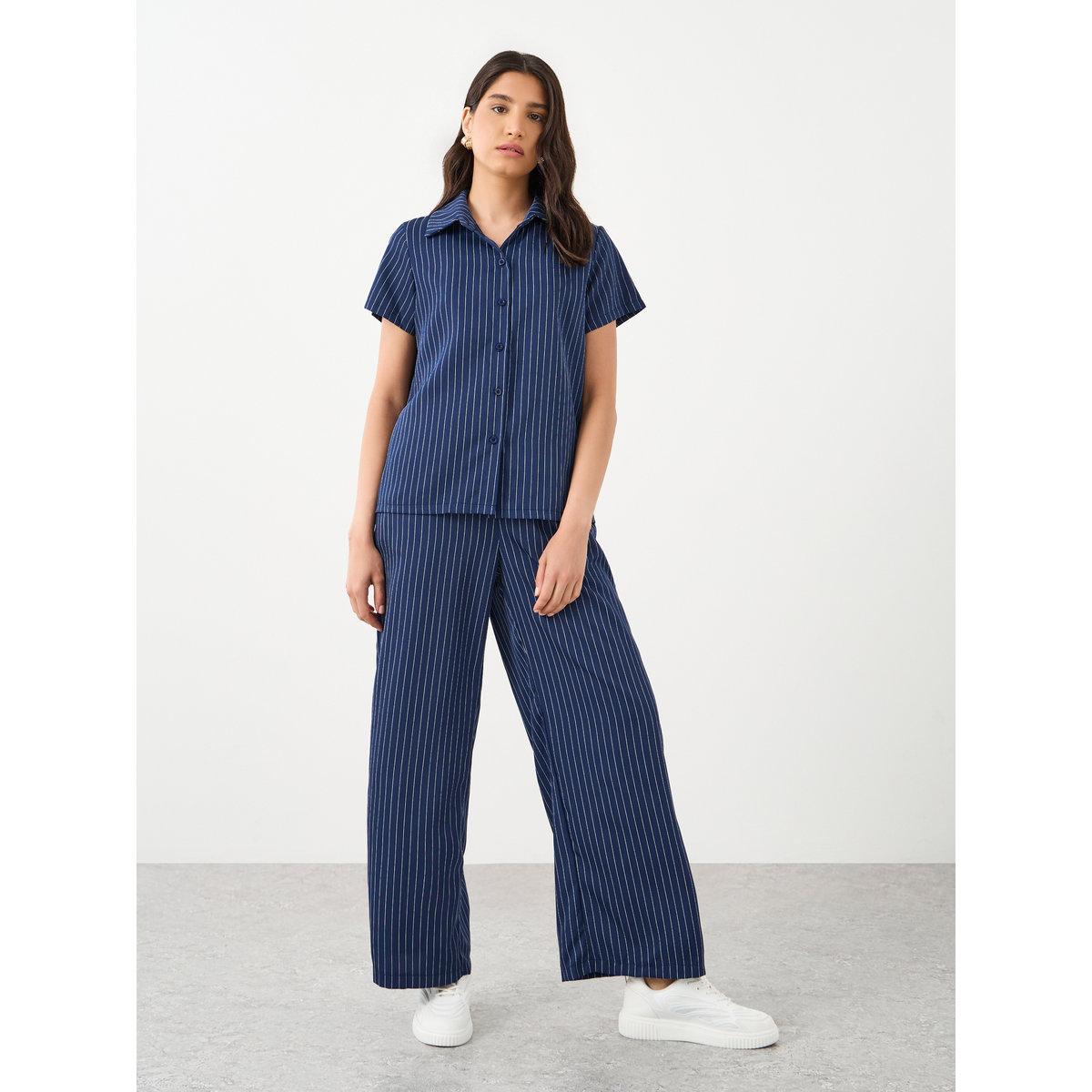 Styli Regular Fit Striped Shirt and Pants Co-Ords-women-clothing-coordsets-image-3