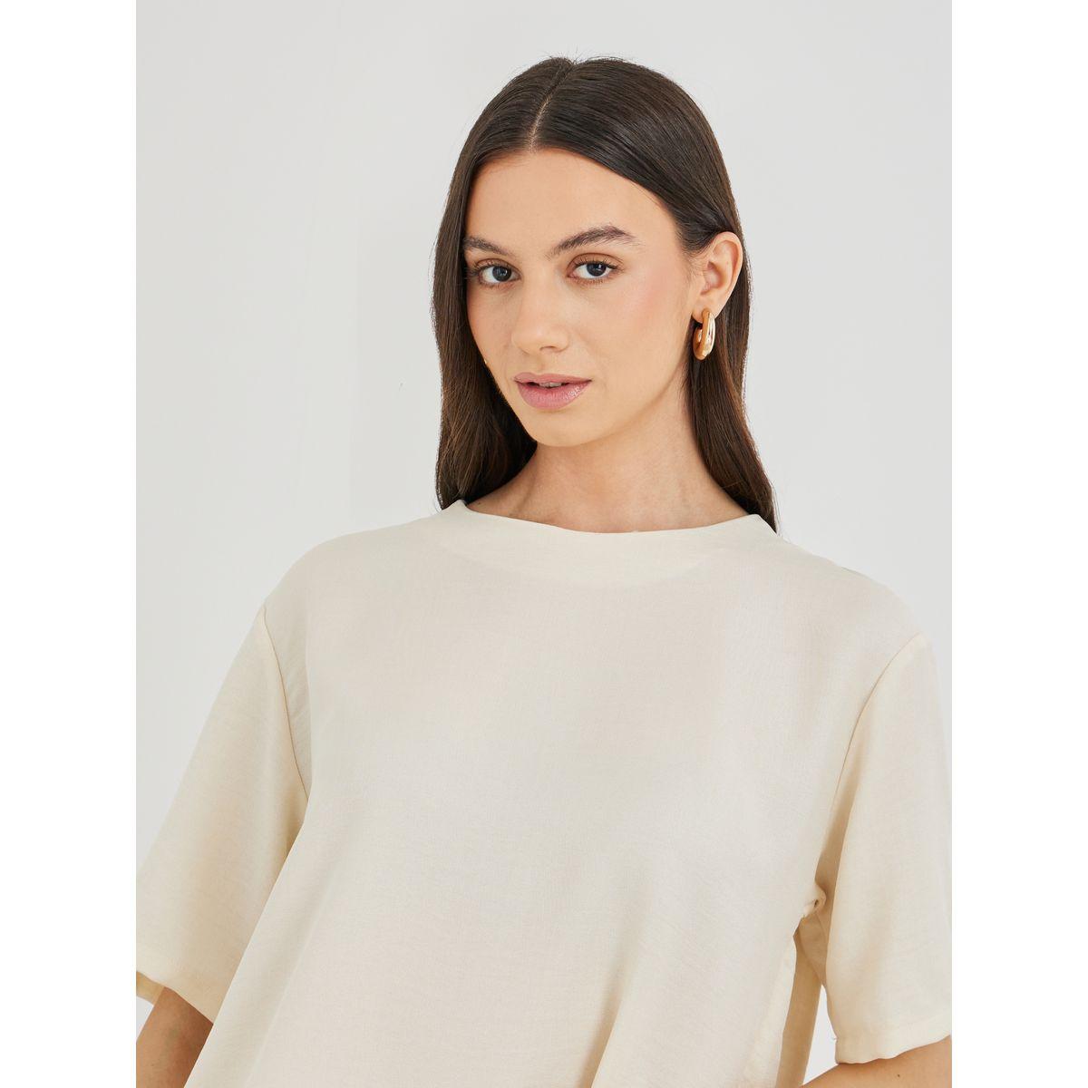 Styli Solid Short Sleeve Top and Loose Fit Pants Co-Ords-women-clothing-coordsets-image-3