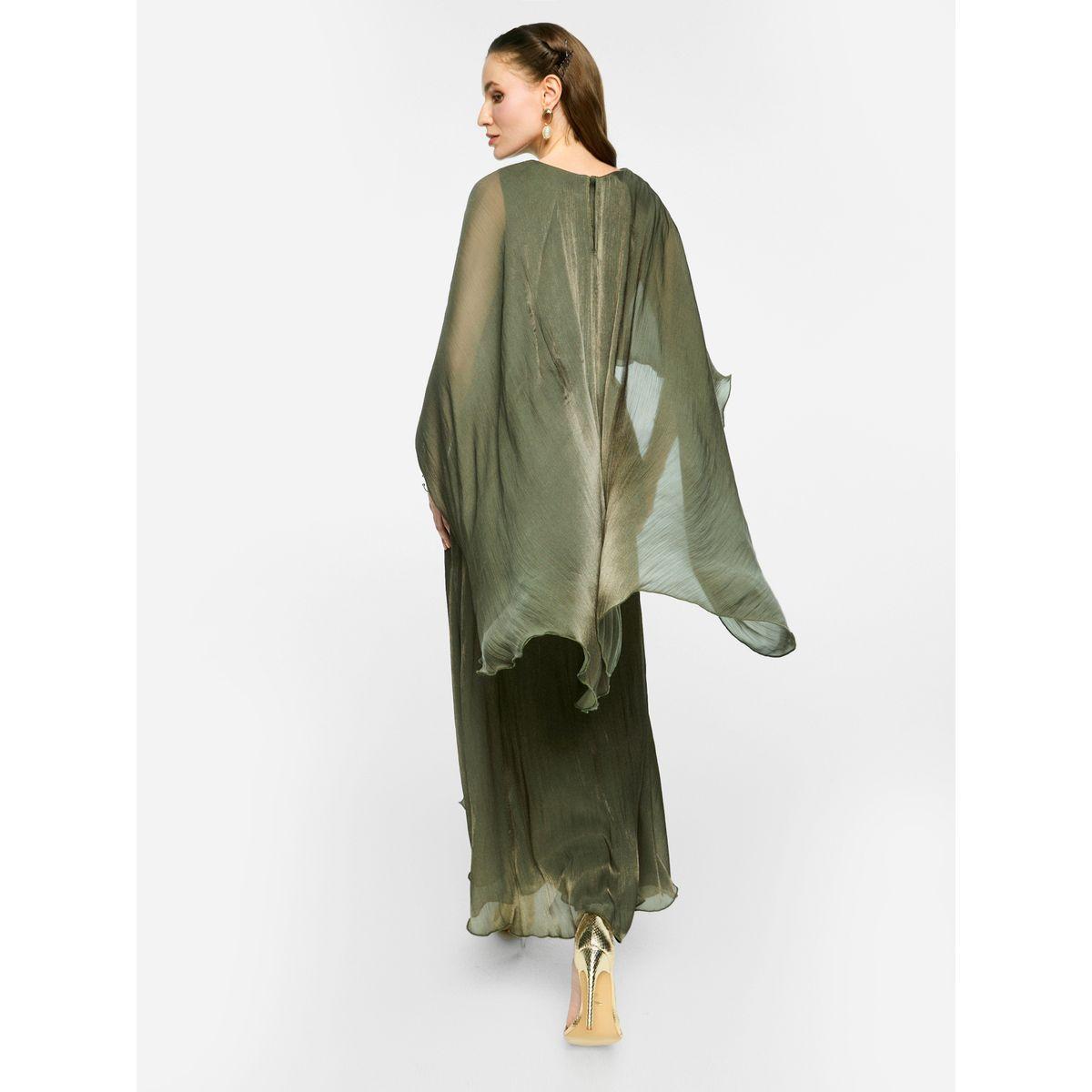 فستان طويل بأكمام كيب أورجانزا ورباط خصر-women-clothing-dresses-image-4
