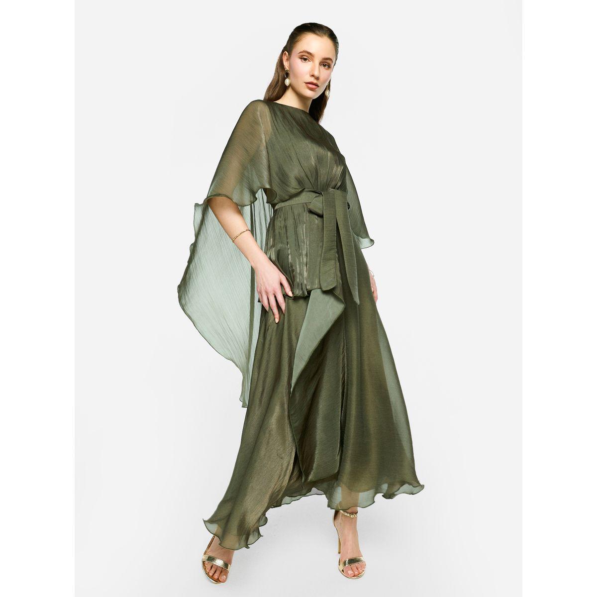 فستان طويل بأكمام كيب أورجانزا ورباط خصر-women-clothing-dresses-image-6