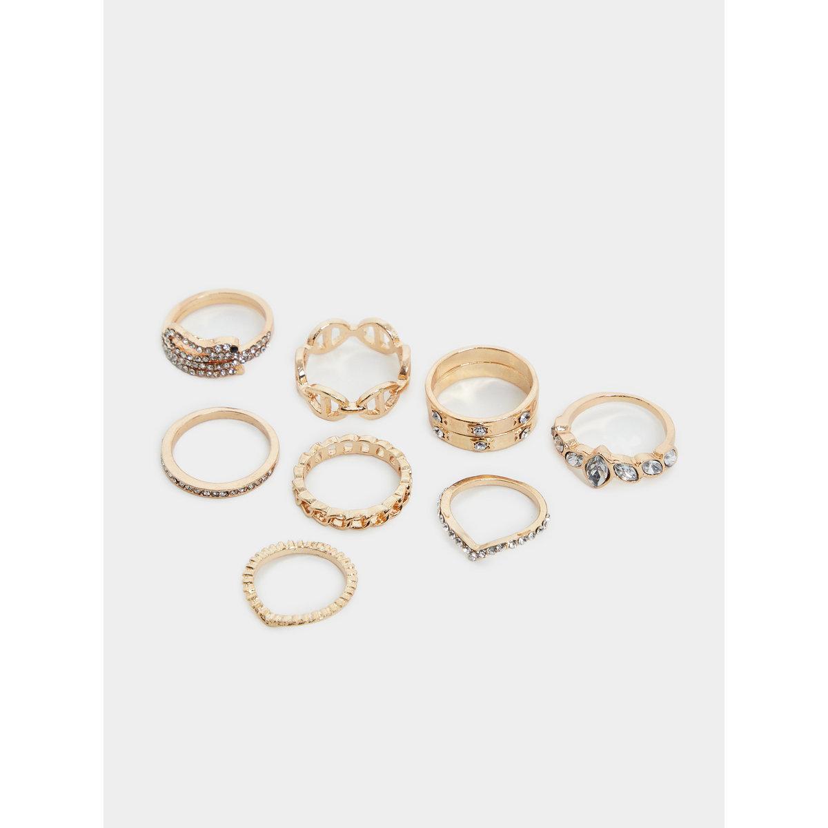 Styli Set of 8 - Embellished Rings-women-watchesandjewellery-jewellery-rings-image-1