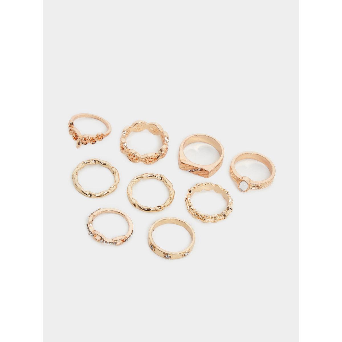 Styli Set of 9 - Textured Rings-women-watchesandjewellery-jewellery-rings-image-2