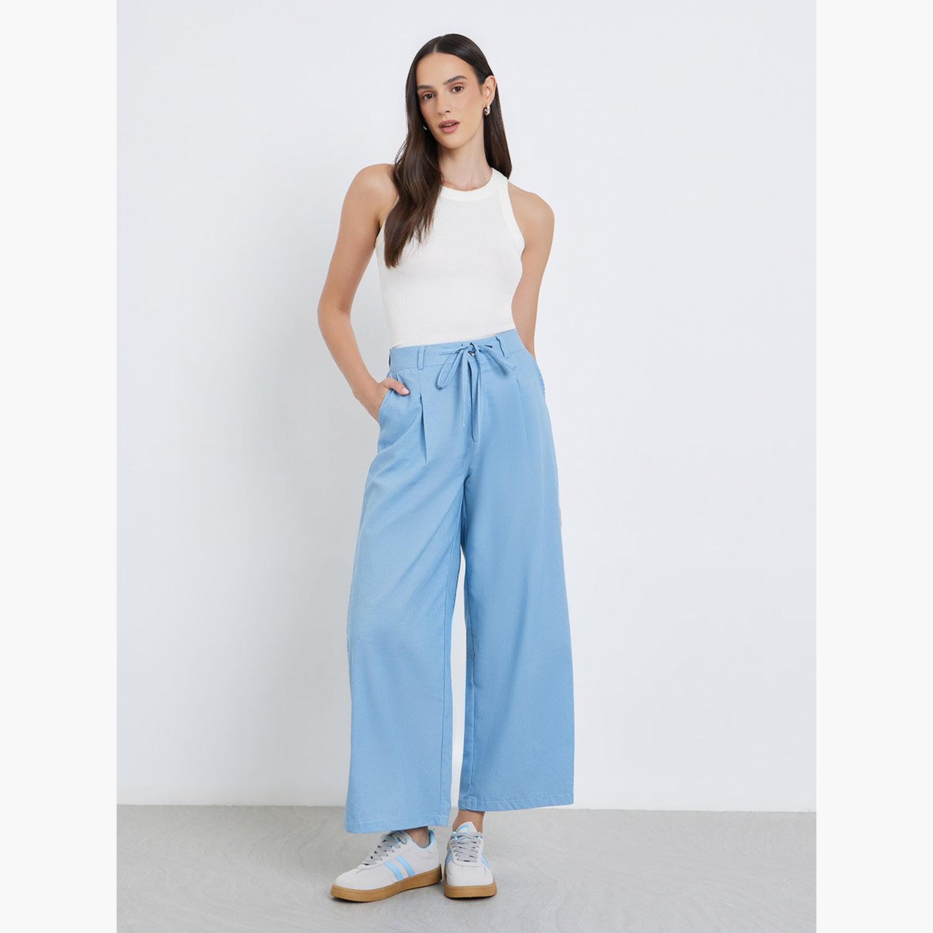 ستايلي - بنطال جينز واسع الساق مع رباط-women-clothing-bottoms-jeans-image-2