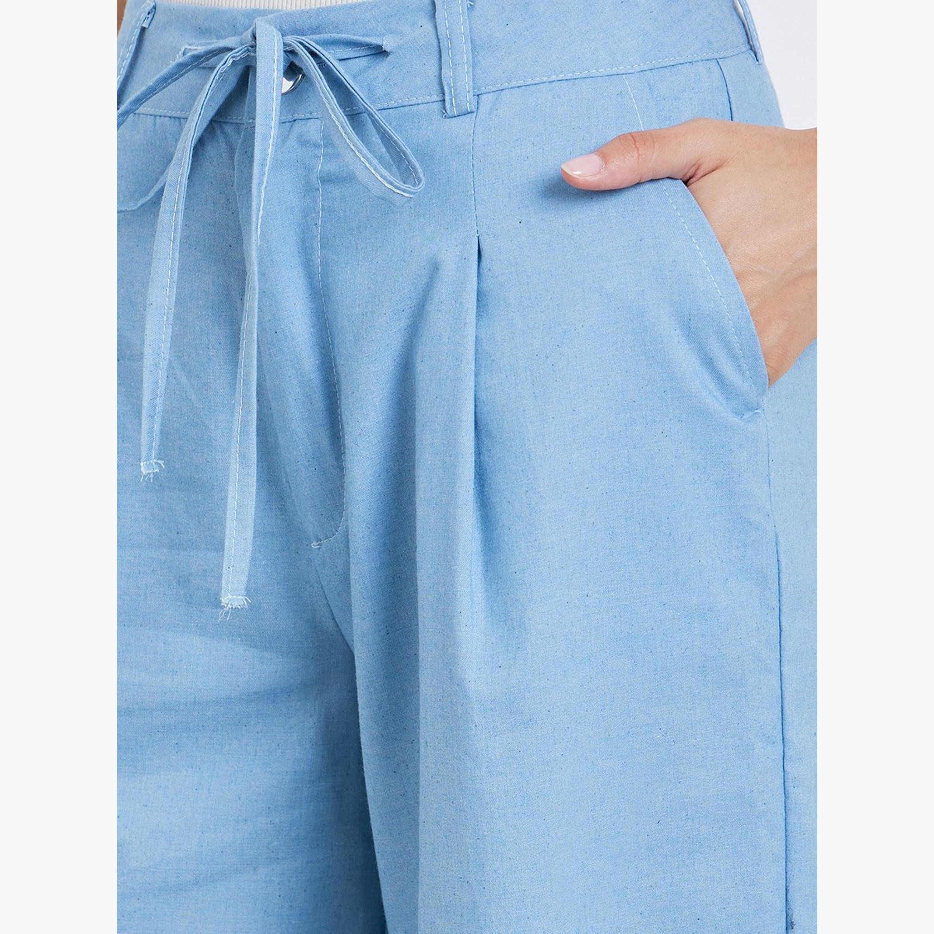 ستايلي - بنطال جينز واسع الساق مع رباط-women-clothing-bottoms-jeans-image-3