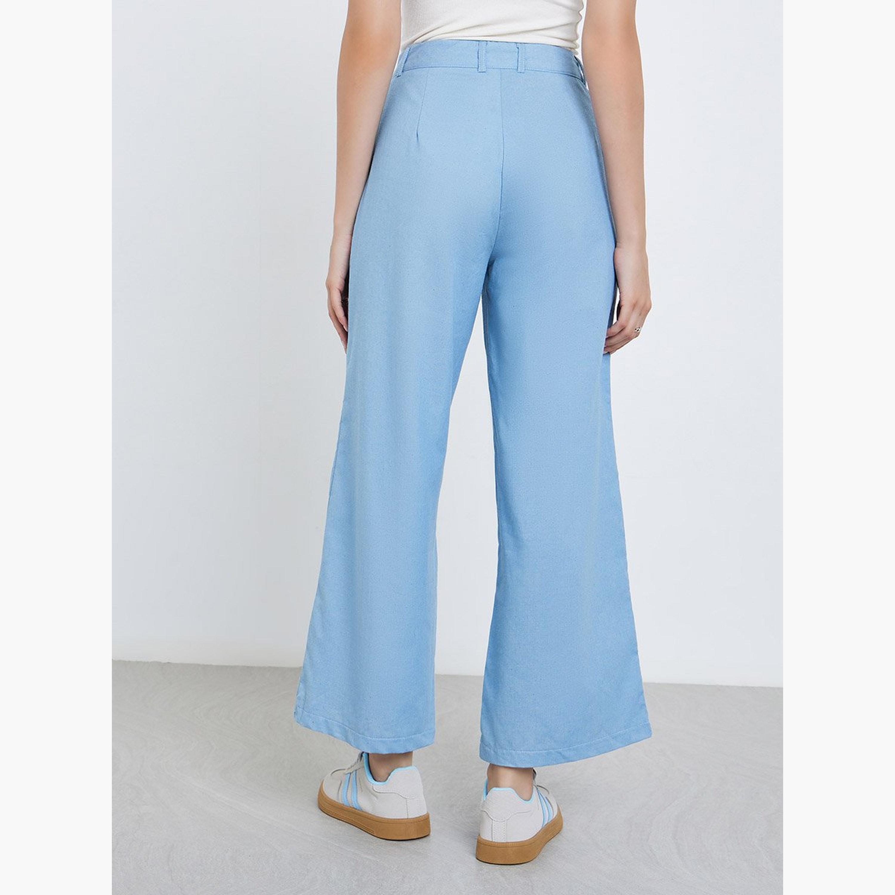 Styli Solid Wide Leg Jeans with Drawstring-women-clothing-bottoms-jeans-image-4