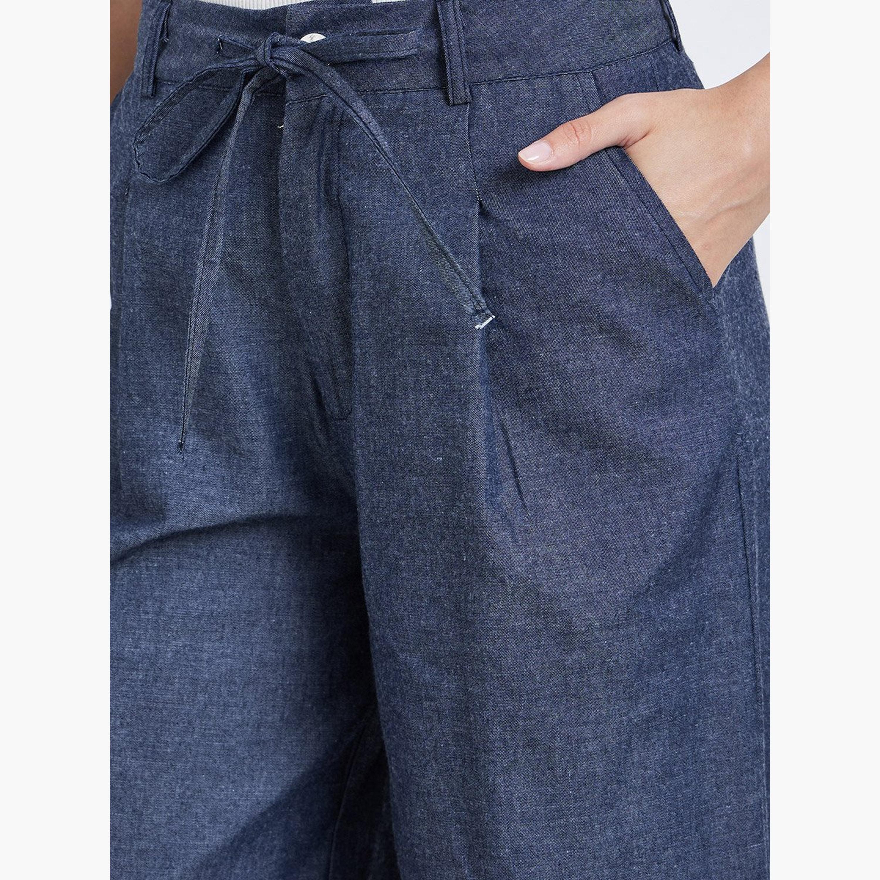 ستايلي - بنطال جينز واسع الساق متوسط ​​الارتفاع مع رباط-women-clothing-bottoms-jeans-image-3