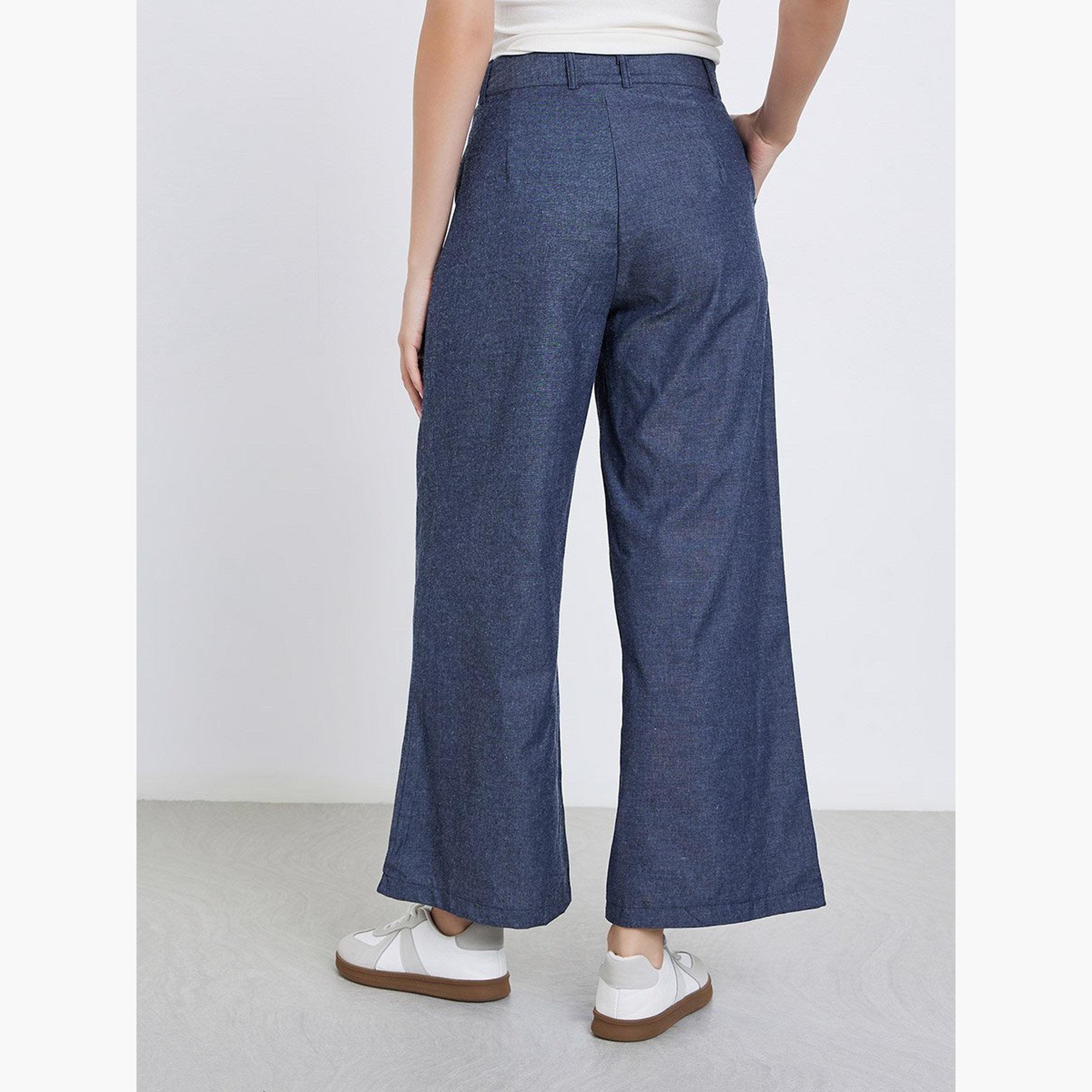 ستايلي - بنطال جينز واسع الساق متوسط ​​الارتفاع مع رباط-women-clothing-bottoms-jeans-image-4