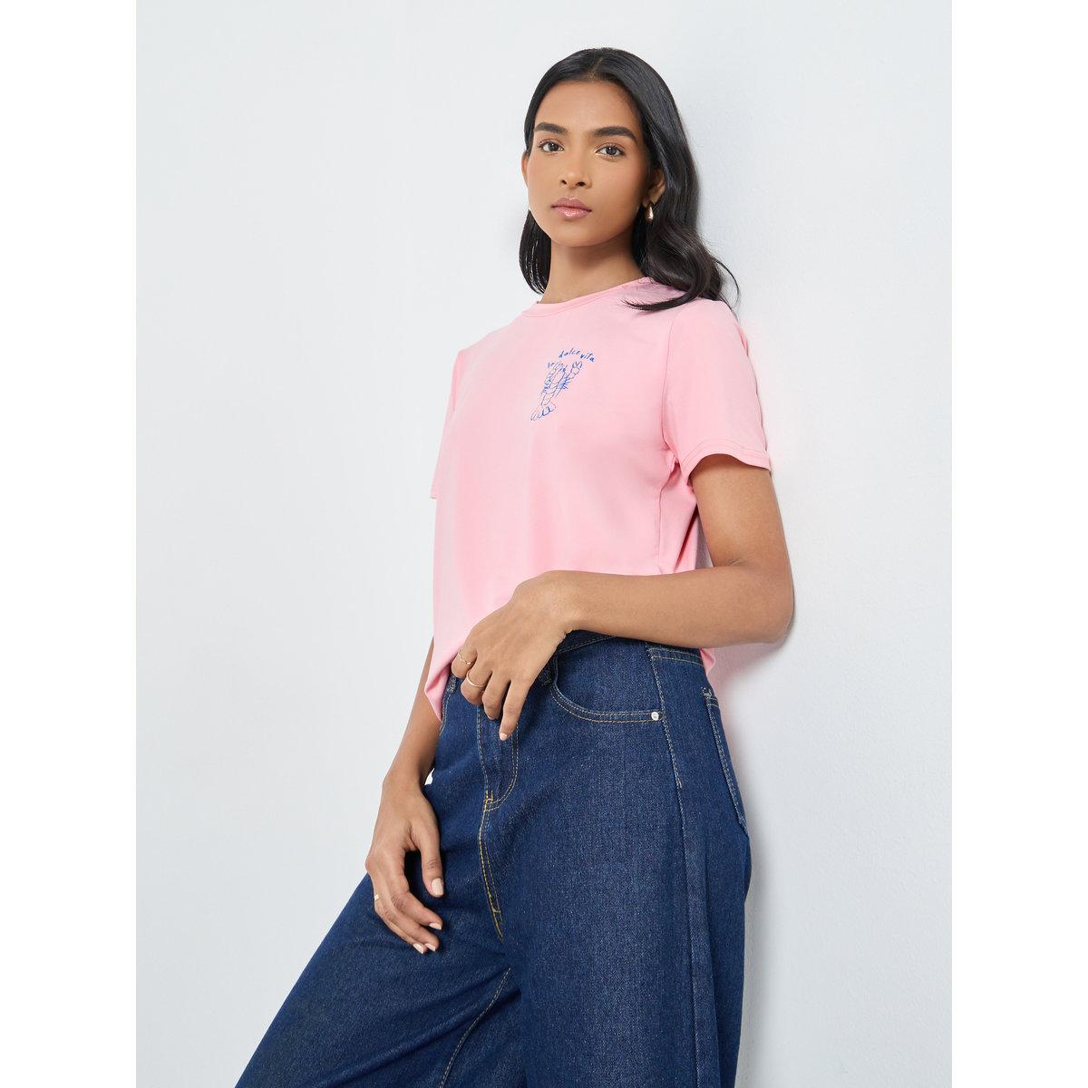 Styli Graphic Print Short Sleeve T-Shirt-women-clothing-tshirts-image-1