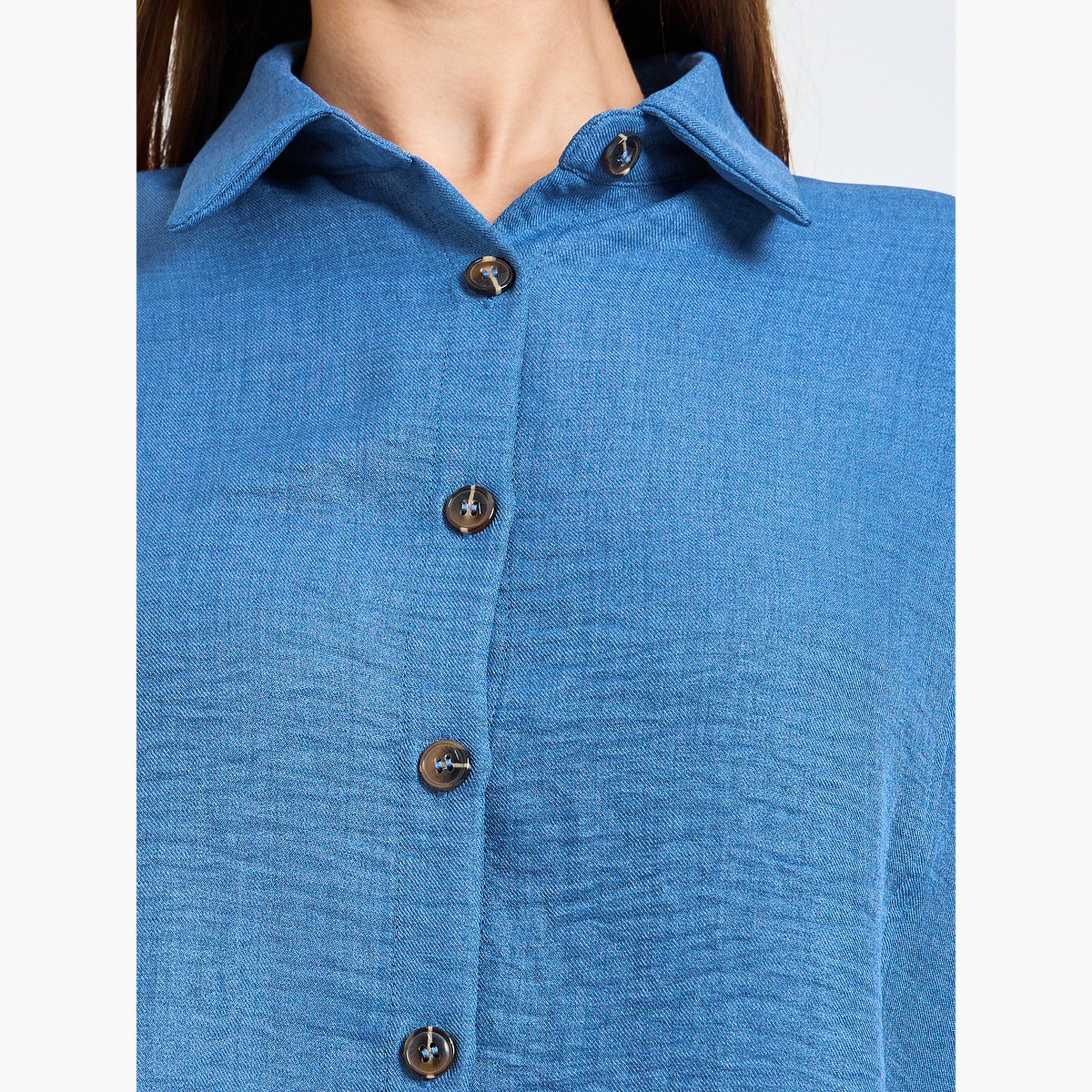 طقم ملابس محتشمة من بنطال وقميص بقصة مريحة-women-clothing-coordsets-image-6