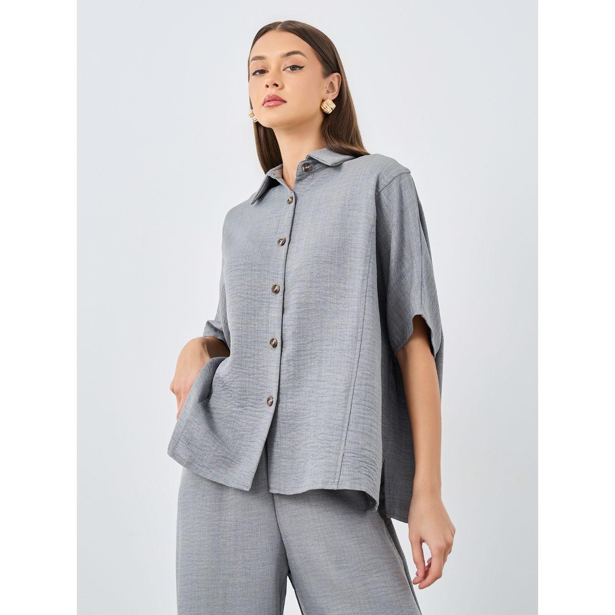 Styli Women Grey Relaxed Fit Shirt and Trouser Modest Set-women-arabicclothing-sets-image-3