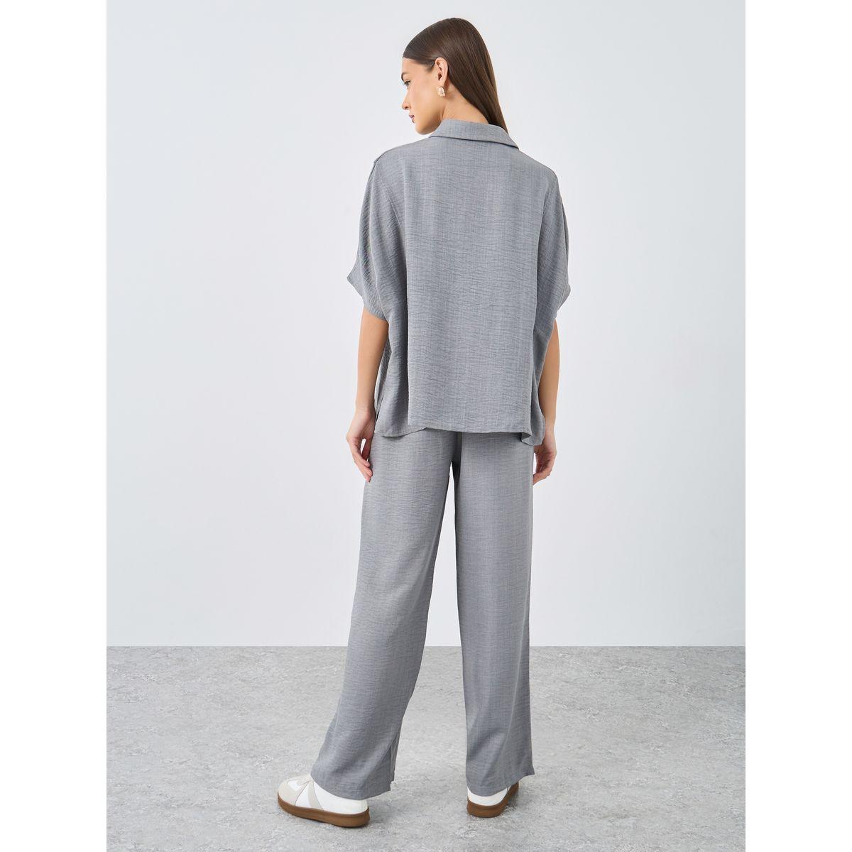Styli Women Grey Relaxed Fit Shirt and Trouser Modest Set-women-arabicclothing-sets-image-6